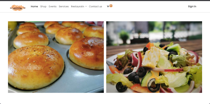 Ein Screenshot einer Lebensmittelgalerie auf der Website von Damsino